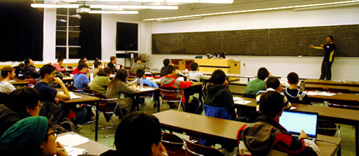 UBC Math school workshops-class with large blackboard